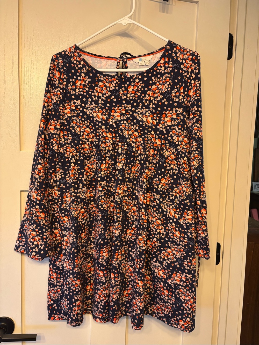 Boden Navy Tunic with Orange and Cream Floral Print